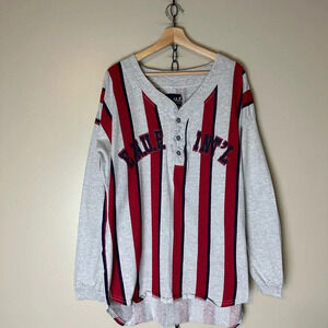 Vintage E.N.U.F International Striped Long Sleeve Henley Shirt